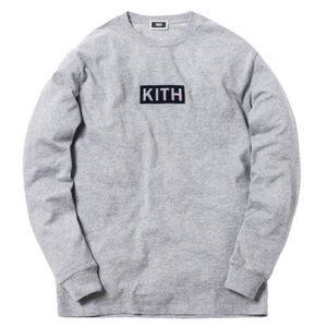 Kith Box Logo Long Sleeve T Shirt Grey/Black